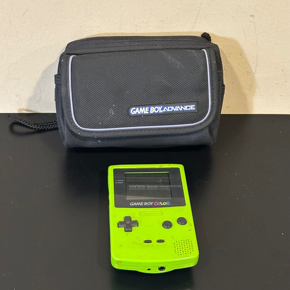 Nintendo Game Boy Color Kiwi Green Handheld with case For Parts Repair